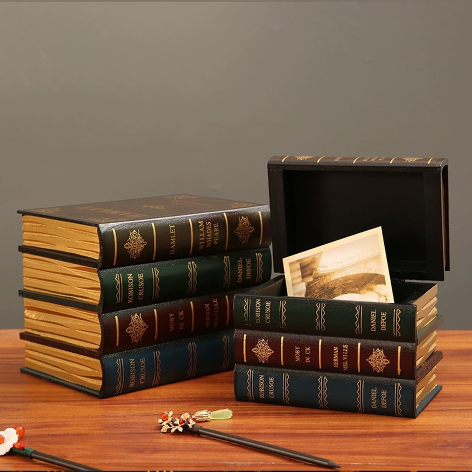 Amazon.com: MIATTCLD Decorative Vintage Book Box Wooden Antique
